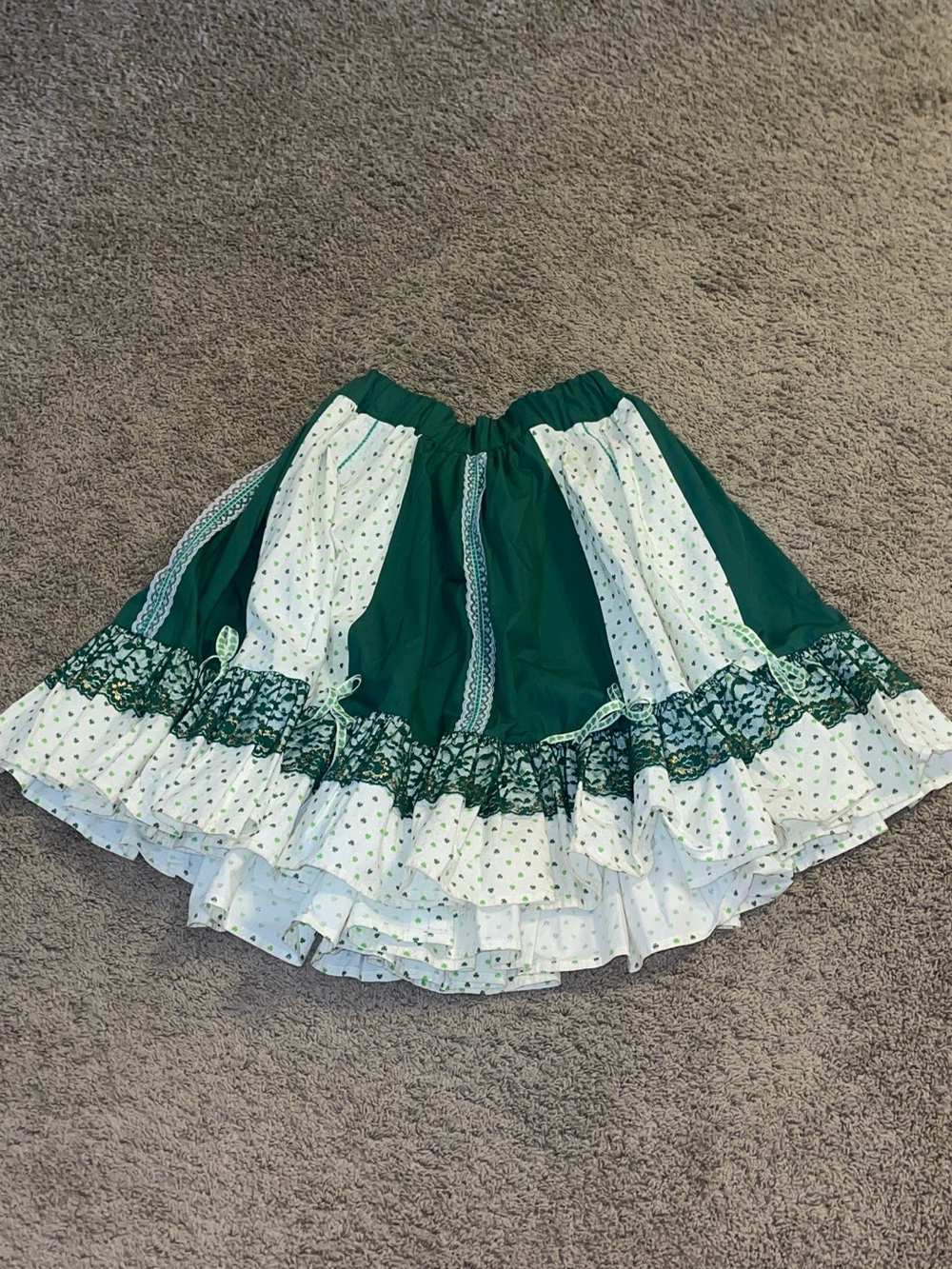 Vintage 80s handmade lace Lolita skirt Victorian Irish Ireland shamrock
